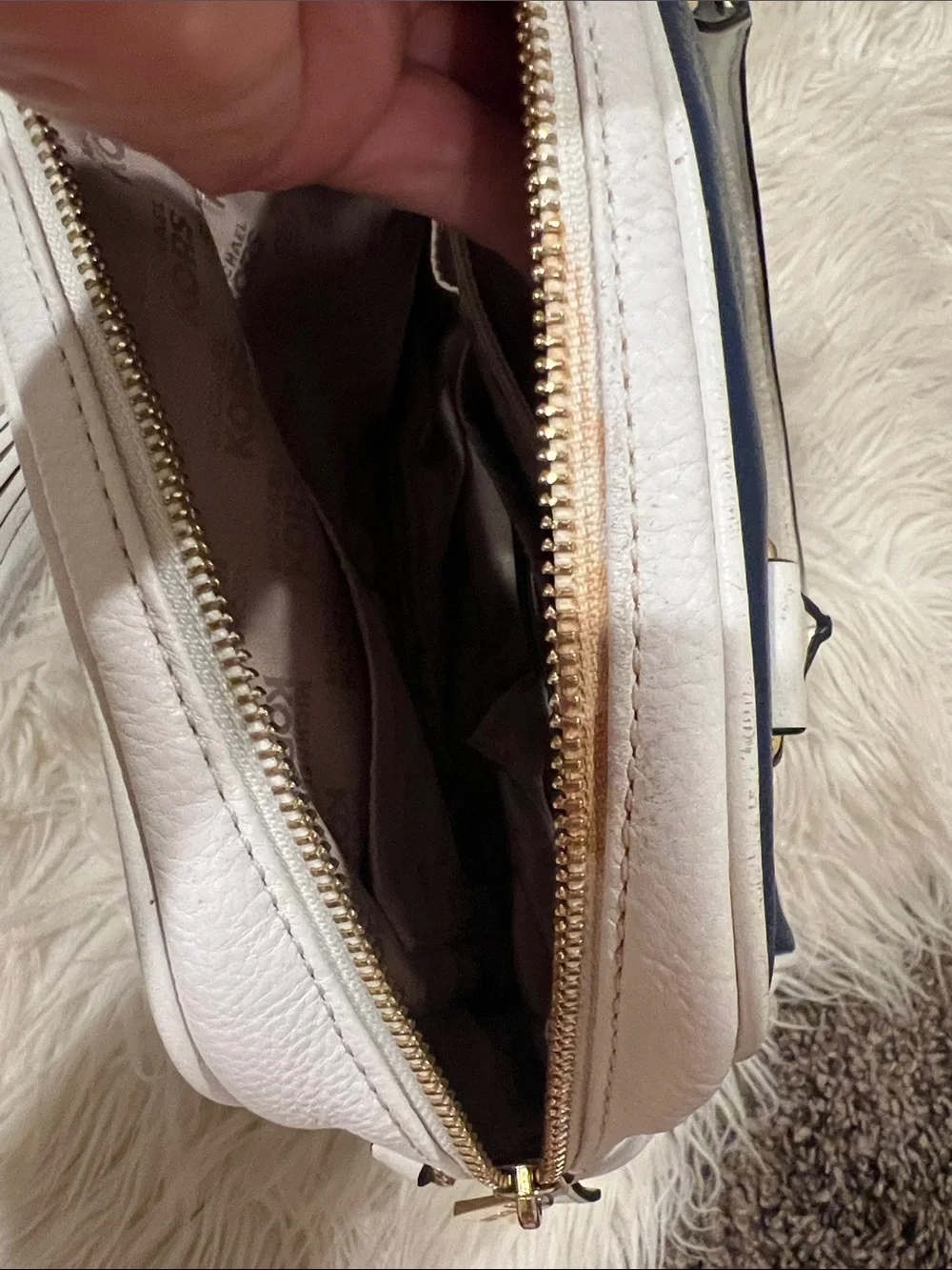 Michael Kors Navy and White Dome Satchel with Tassel Charm